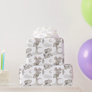 Sweet Moon Dreams Mouse, Toy Bunny, Elephant Wrapping Paper