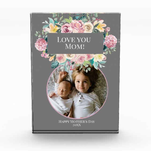 Sweet Mother's Day Beautiful Pink Flowers Photo  Block (Front)