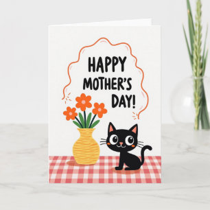 Sweet Mothers Day Bouquet Cat Card