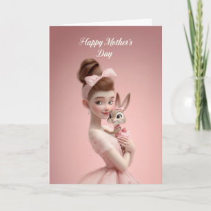 Sweet Mummy and Baby Bunny Pink Mother’s Day Card