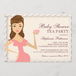 Sweet Mummy Baby Shower Tea Party Invitation Pink