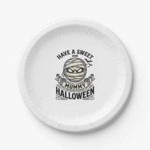 Sweet Mummy Halloween Vintage Vector Design_1 Paper Plate