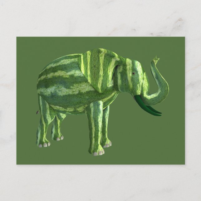 Sweet National Watermelon Day Elephant Postcard (Front)