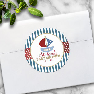 Sweet Nautical Baby Shower Classic Round Sticker