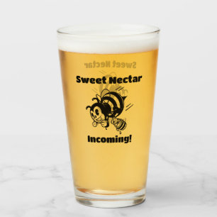 Sweet Nectar Incoming! Busy Bee Buckets Cartoon Glass