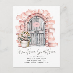 Sweet New Home - New Address Watercolor Door Announcement Postcard