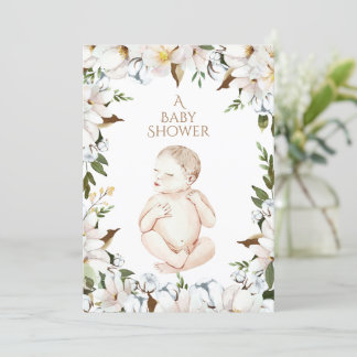 Sweet Newborn Baby Floral Baby Shower Invitation