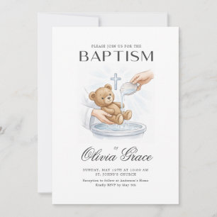 Sweet Newborn Baby Photo Baptism Invitation