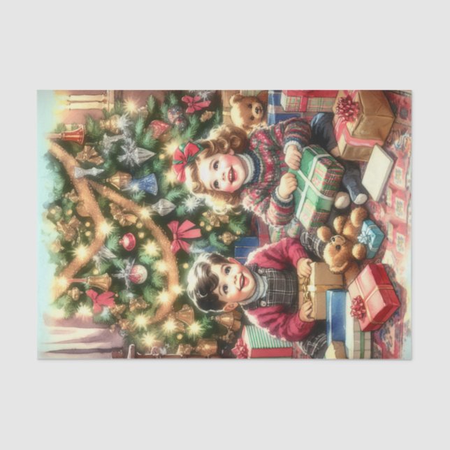 Sweet Nostalgic Children on Christmas to and from Tissue Paper (Front)