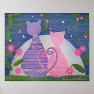 Sweet November - 8x10 Kitty Cats in Love Kids Art Poster