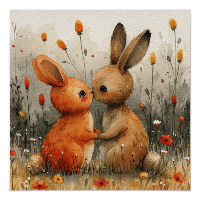 Sweet Nuzzle Ballet: A Bit of Whimsy Bunny Poster (Front)