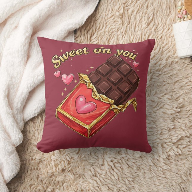 Sweet on You Chocolate Valentine design Cushion (Blanket)