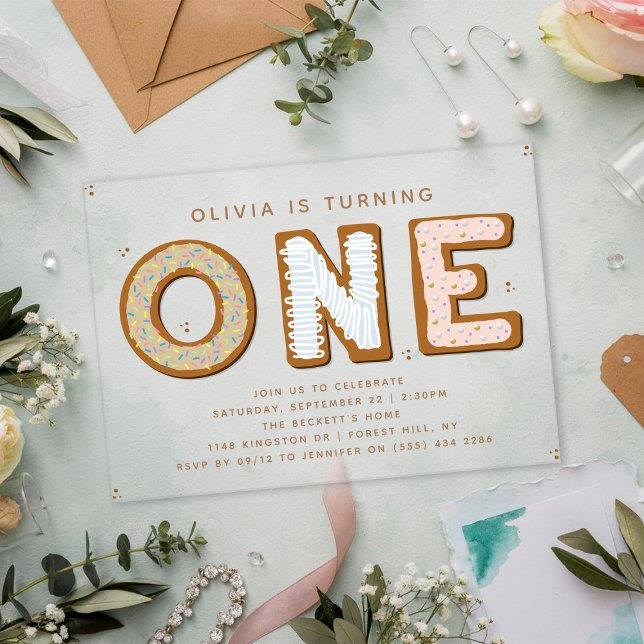 Sweet ONE 1st Birthday Acrylic Invitations (Creator Uploaded)
