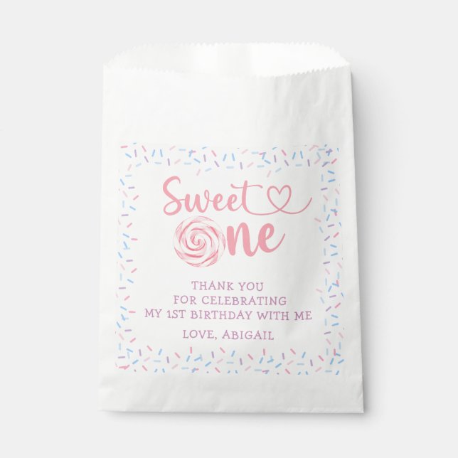 "SWEET ONE" 1ST BIRTHDAY Favour Bags (Front)