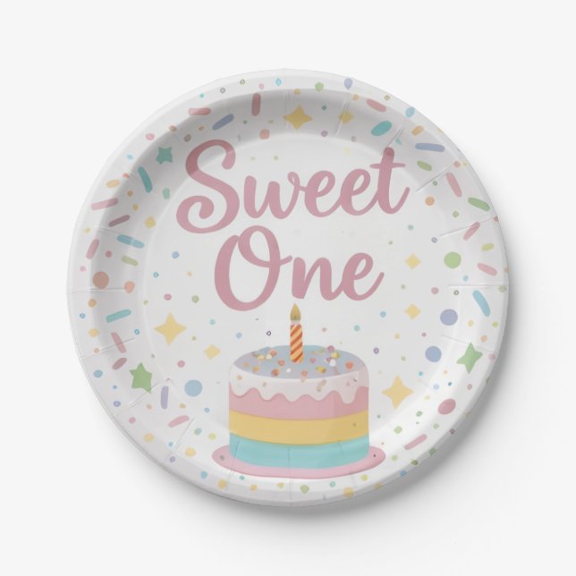 Sweet One 1st Birthday Paper Plate (Front)