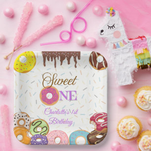 Sweet One 1st Birthday Party Plate   Customisable