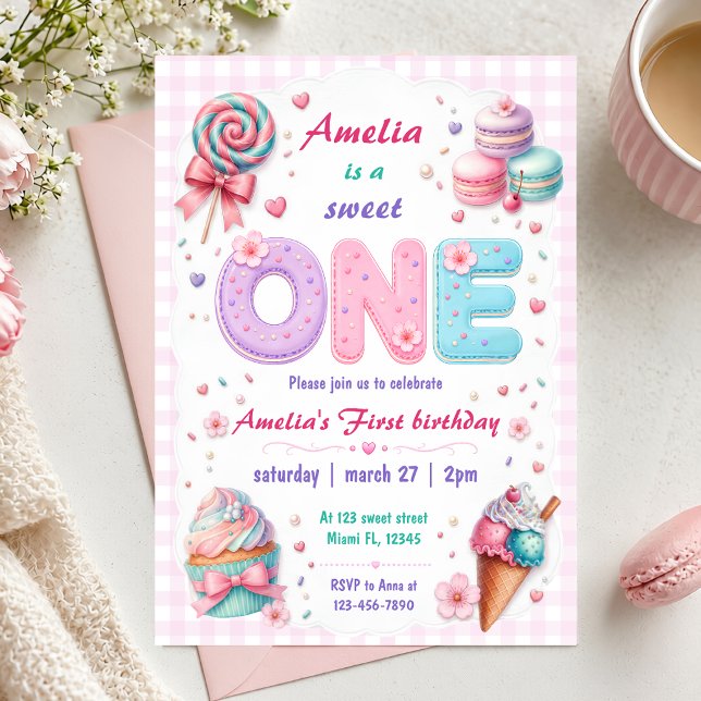 Sweet one 1st birthday Personalised Invitation (Creator Uploaded)