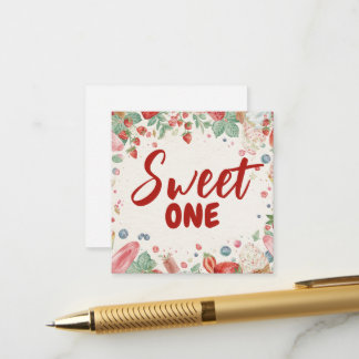 Sweet One 1st Birthday Strawberry Doughnut Ice Cre Enclosure Card