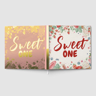 Sweet One 1st Birthday Strawberry Doughnut Ice Cre Guest Book