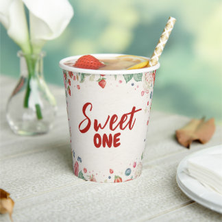 Sweet One 1st Birthday Strawberry Doughnut Ice Cre Paper Cups