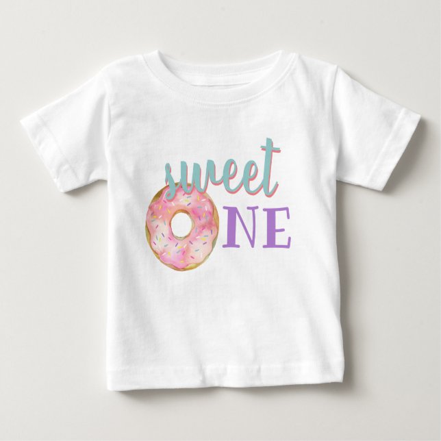 Sweet One Baby Girl First Birthday Outfit Doughnut T-Shirt (Front)