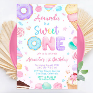 Sweet One Birthday Invitation, 1st Birthday Girl 1 Invitation
