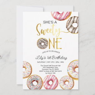 Sweet One Birthday Invitation, 1st Birthday Girl  Invitation
