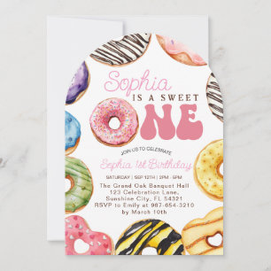Sweet One Birthday Invitation, 1st Birthday Girl  Invitation
