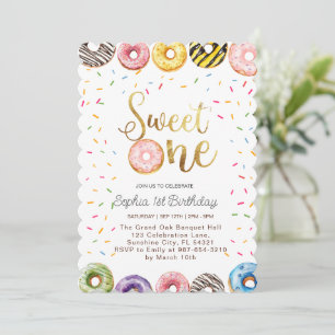Sweet One Birthday Invitation, 1st Birthday Girl  Invitation