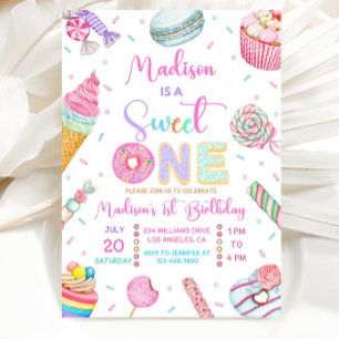 Sweet One Birthday Invitation, First Candy Sweet  Invitation