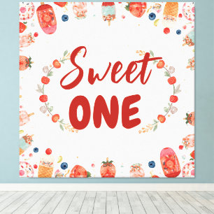 Sweet One Birthday Strawberry Doughnut Ice Cream 1 Canvas Print