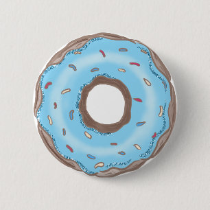 Sweet One Boys Blue Doughnut Birthday Favours Butt 6 Cm Round Badge