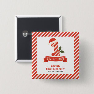 Sweet One Christmas First Birthday 15 Cm Square Badge