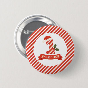 Sweet One Christmas First Birthday 6 Cm Round Badge