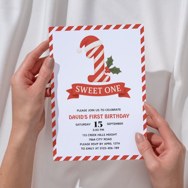 Sweet One Christmas First Birthday Invitation (Creator Uploaded)