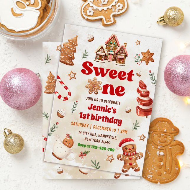 Sweet One Christmas Gingerbread House Birthday Invitation (Creator Uploaded)