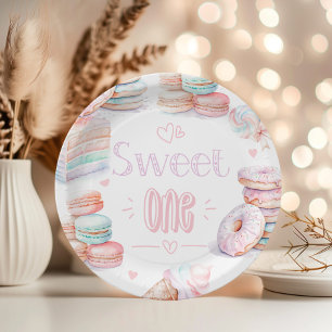 Sweet one cotton candy ice cream birthday paper plate