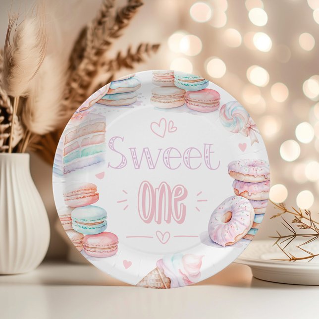 Sweet one cotton candy ice cream birthday paper plate (Creator Uploaded)