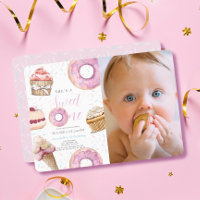 Sweet One Cupcake & Doughnuts Girl Photo 1st Birth