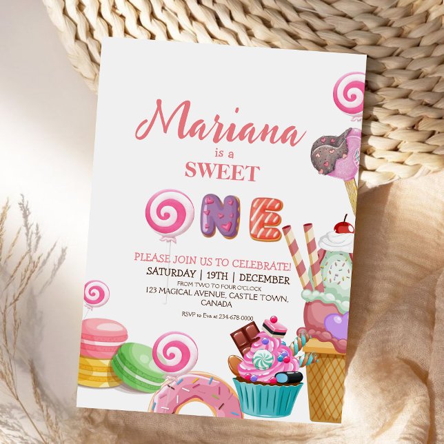 Sweet One Cute Ice Cream Cupcakes Kids Birthday  Invitation (Creator Uploaded)