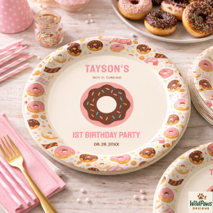 Sweet One Donut 1st Birthday Party   Cute Donut  Paper Plate