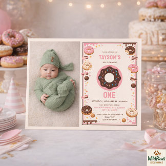 Sweet One Doughnut 1st Birthday Party | Cute Dough Invitation