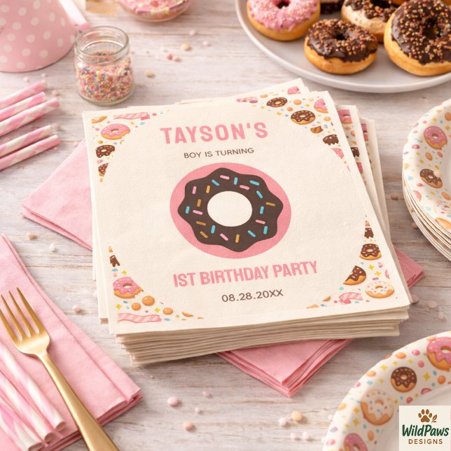 Sweet One Doughnut 1st Birthday Party | Cute Dough Napkin (Sweet One Donut 1st Birthday Party | Cute Donut Napkins)