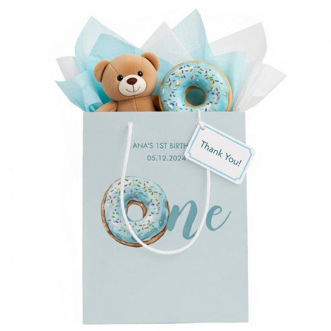 Sweet One Doughnut 1st Birthday | Pastel Blue Medium Gift Bag (Creator Uploaded)