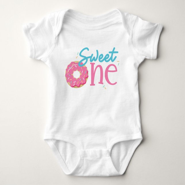 Sweet One Doughnut Baby Girl First Birthday  Baby Bodysuit (Front)