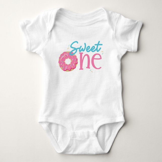 Sweet One Doughnut Baby Girl First Birthday  Bodysuit (Front)