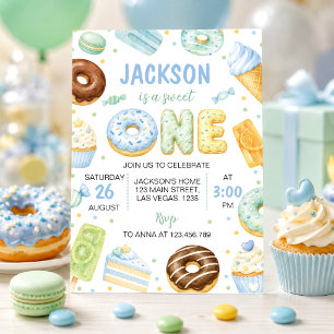 Sweet One Doughnut Kids Birthday Party Invitation