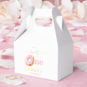 Sweet One Doughnuts Birthday Invitation, Girls 1st Favour Box