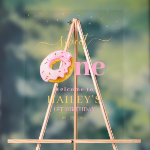 Sweet One Doughnuts Birthday Invitation, Pink Doug Acrylic Sign