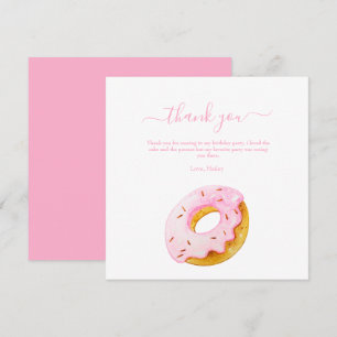 Sweet One Doughnuts Birthday Invitation, Pink Doug Thank You Card